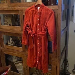 J Crew Factory Corduroy Ruffleneck Shirtdress